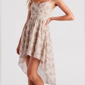 Still The One Rose Print Chiffon High Low Dress
